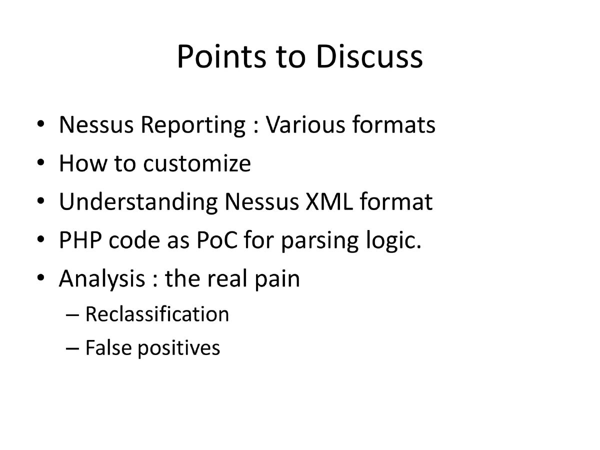 Slide 3 of Nessus Reporting Karma