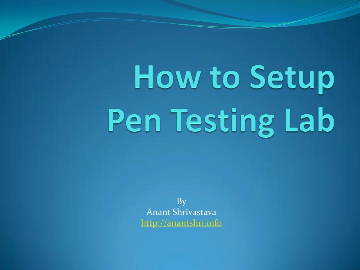 Slide 1 of Pentest Lab Setup