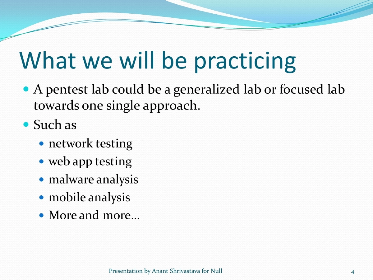 Slide 4 of Pentest Lab Setup