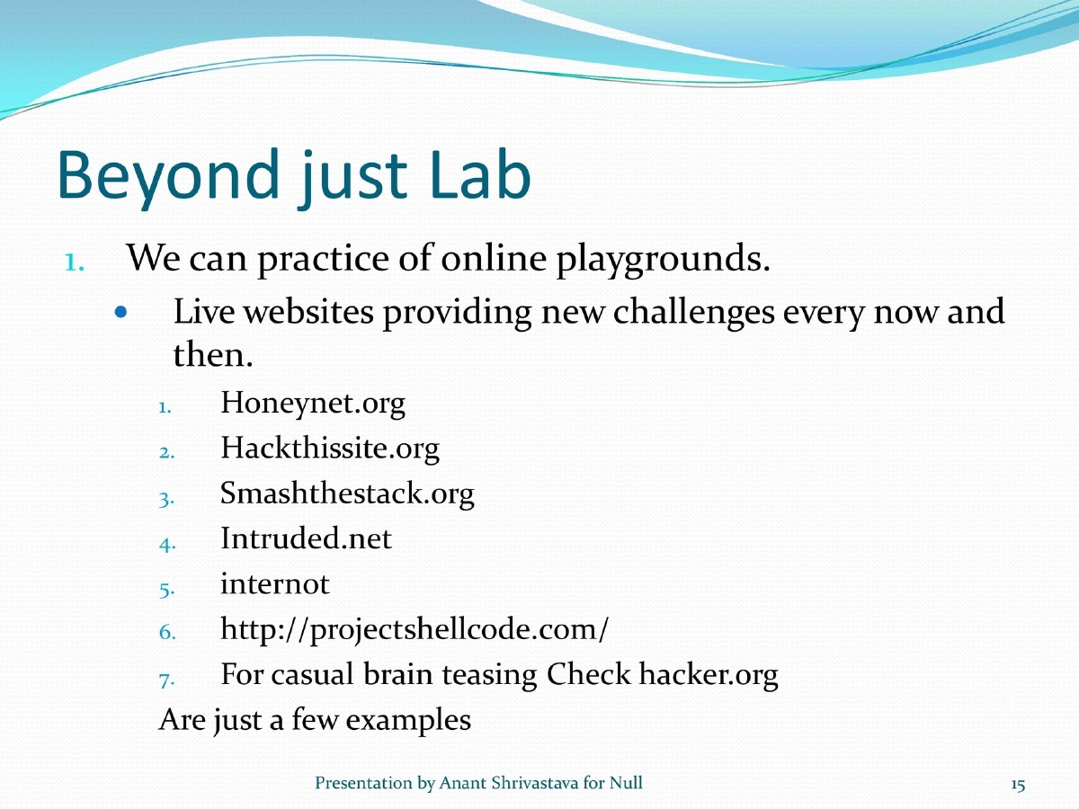 Slide 15 of Pentest Lab Setup