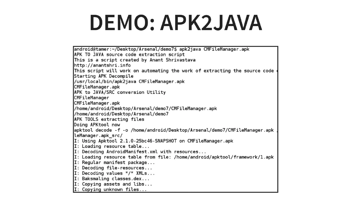 Slide 17 of BlackHat USA Arsenal Androidtamer