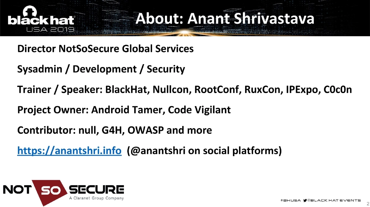 Slide 2 of BlackHat USA DevSecOps