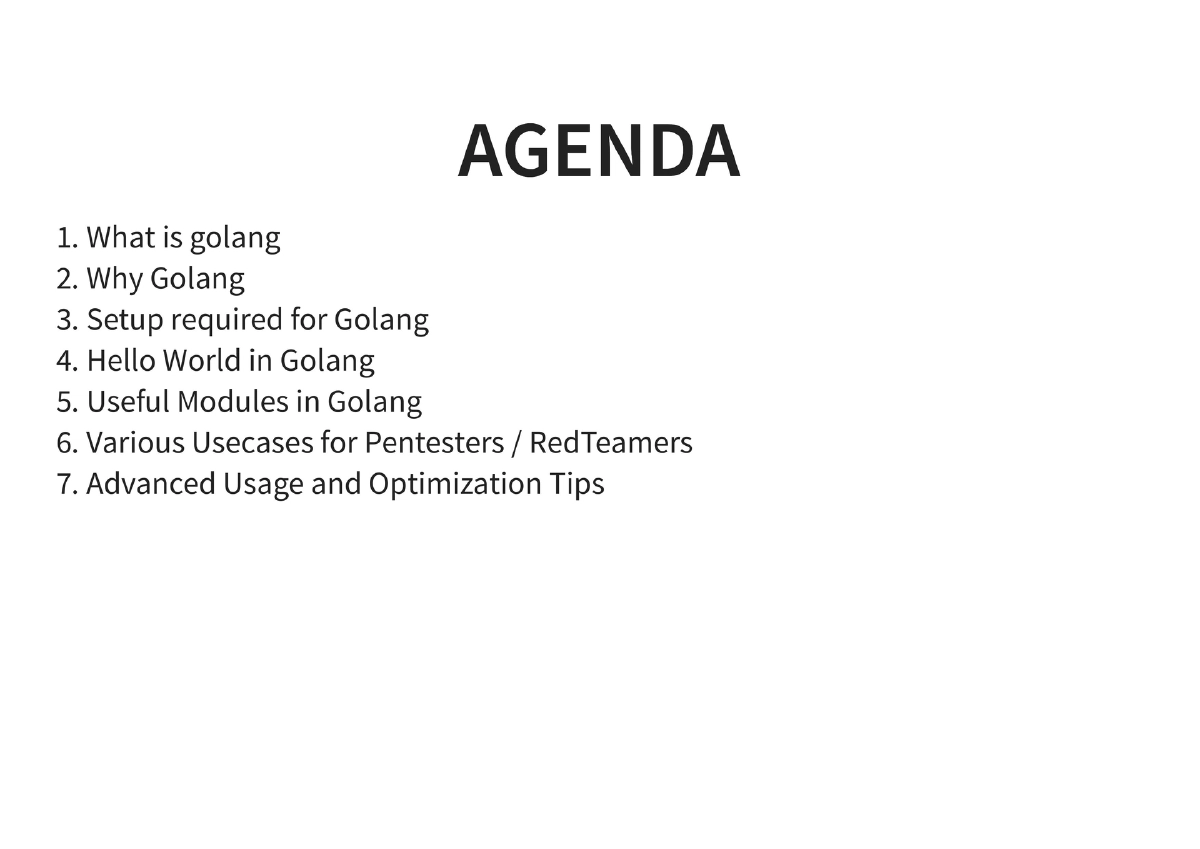 Slide 3 of Golang For Pentesters