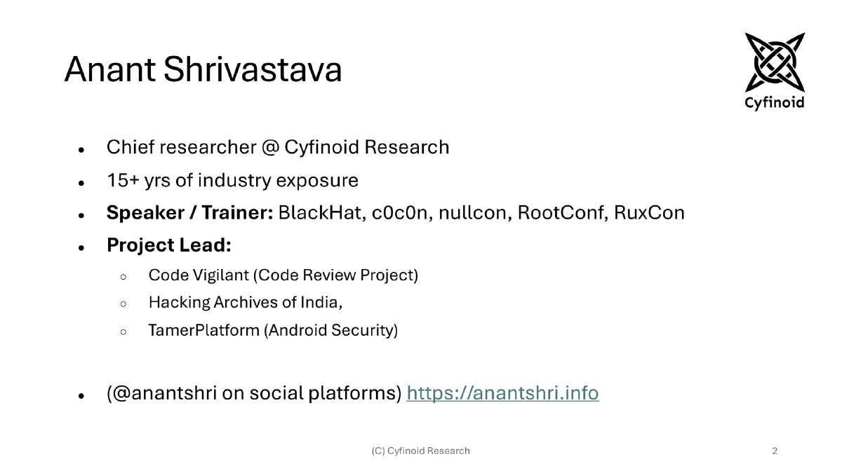 Slide 2 of Bsides Bangalore Sbom Fad Future