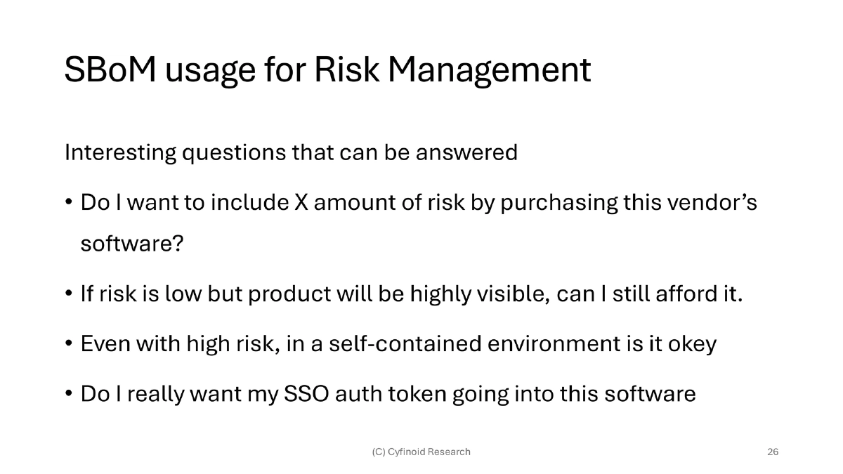 Slide 26 of Bsides Bangalore Sbom Fad Future