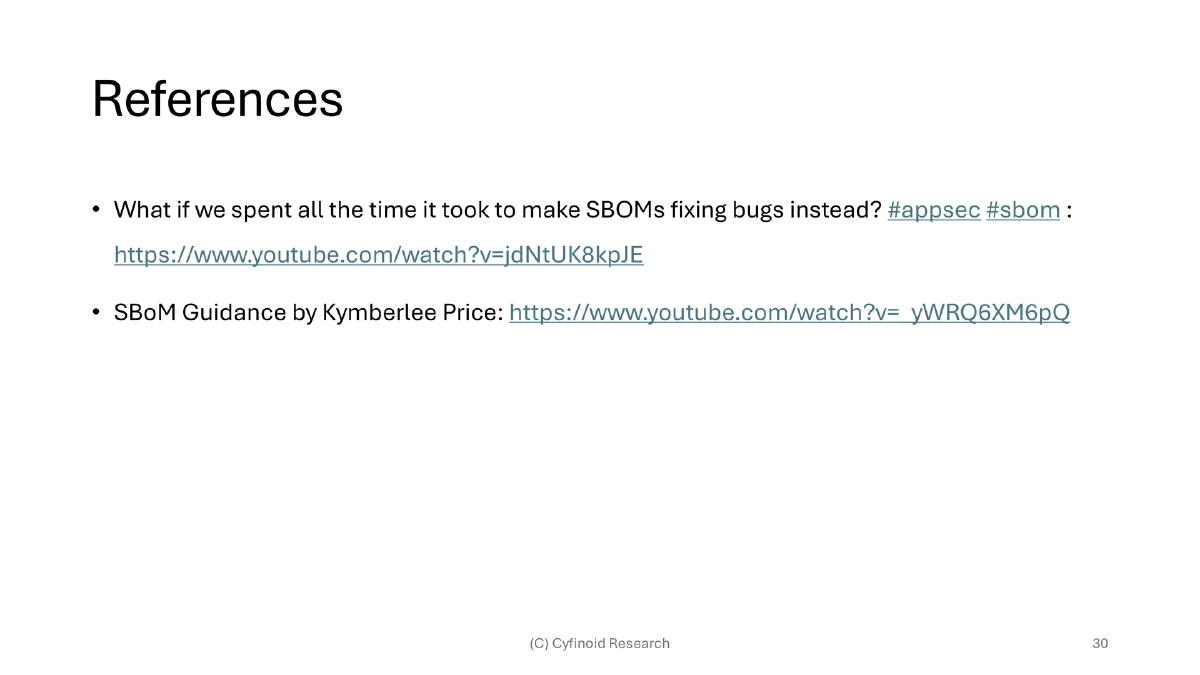 Slide 30 of Bsides Bangalore Sbom Fad Future