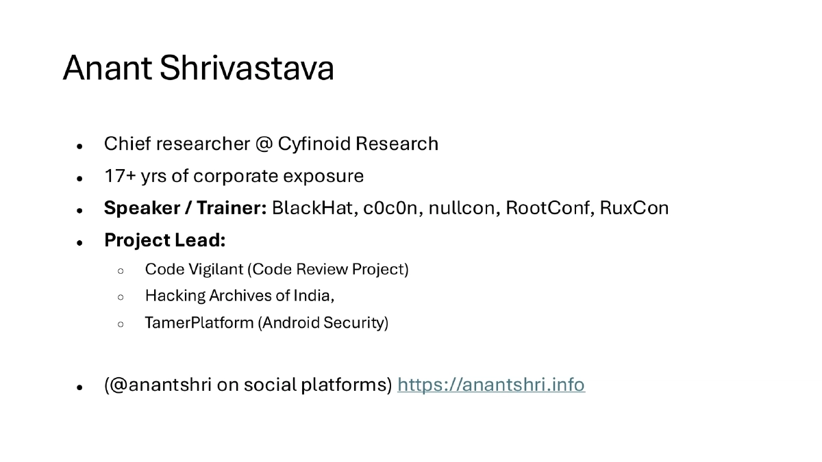 Slide 2 of Bsides Kerala Supply Chain Outside Code