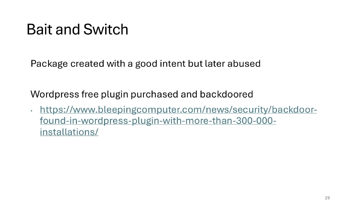 Slide 29 of Bsides Kerala Supply Chain Outside Code