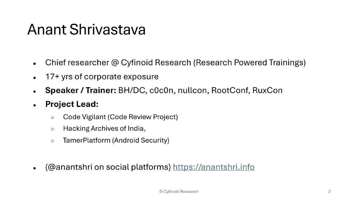Slide 2 of Supply Chain BlackHat USA