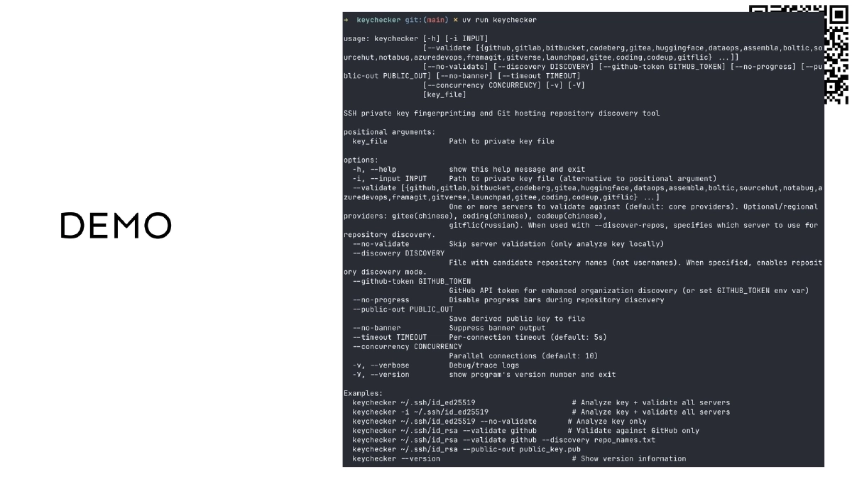 Slide 7 of KeyChecker - DEF CON 34 Demo Labs