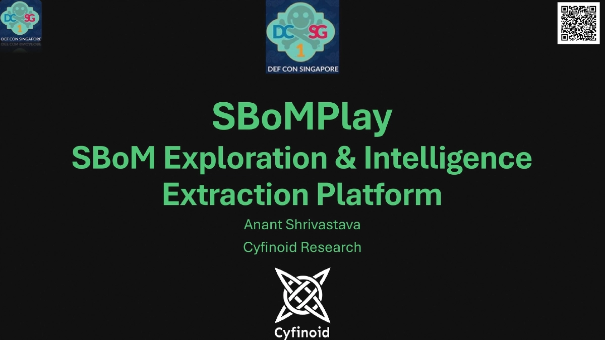 Slide 1 of SBOM Play - DEF CON Singapore 2026 Demo Labs
