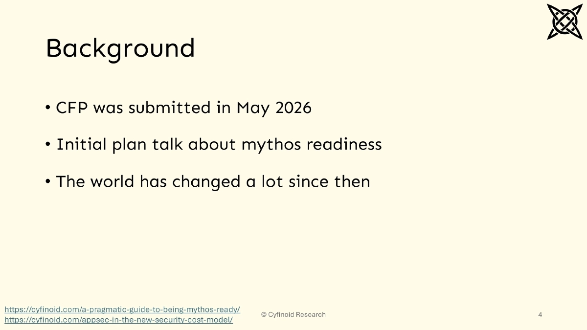 Slide 4 of When Attackers Move Faster: Practical Readiness Beyond AI Panic