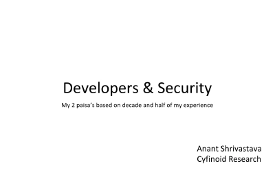 Developer Security Based on 15 Years Experience