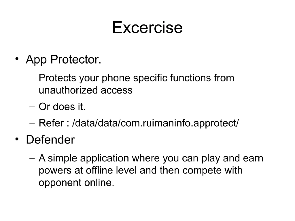 Slide 75 of Android Security Workshop