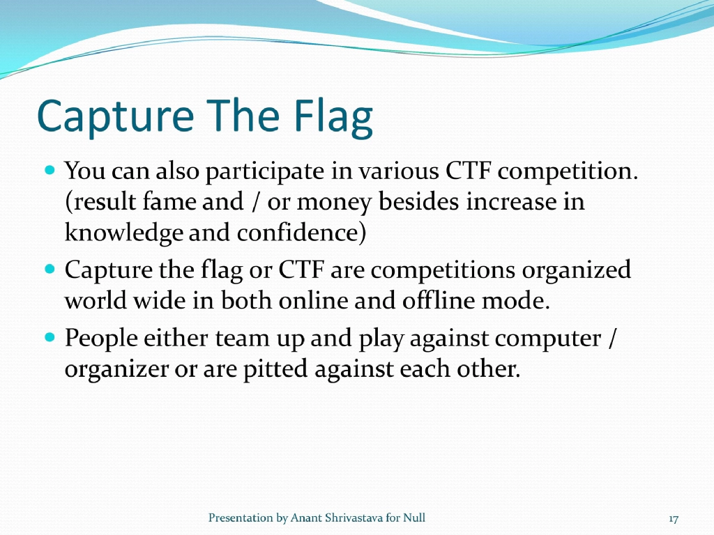 Slide 17 of How to Setup A Pen Test Lab & How to Play CTF