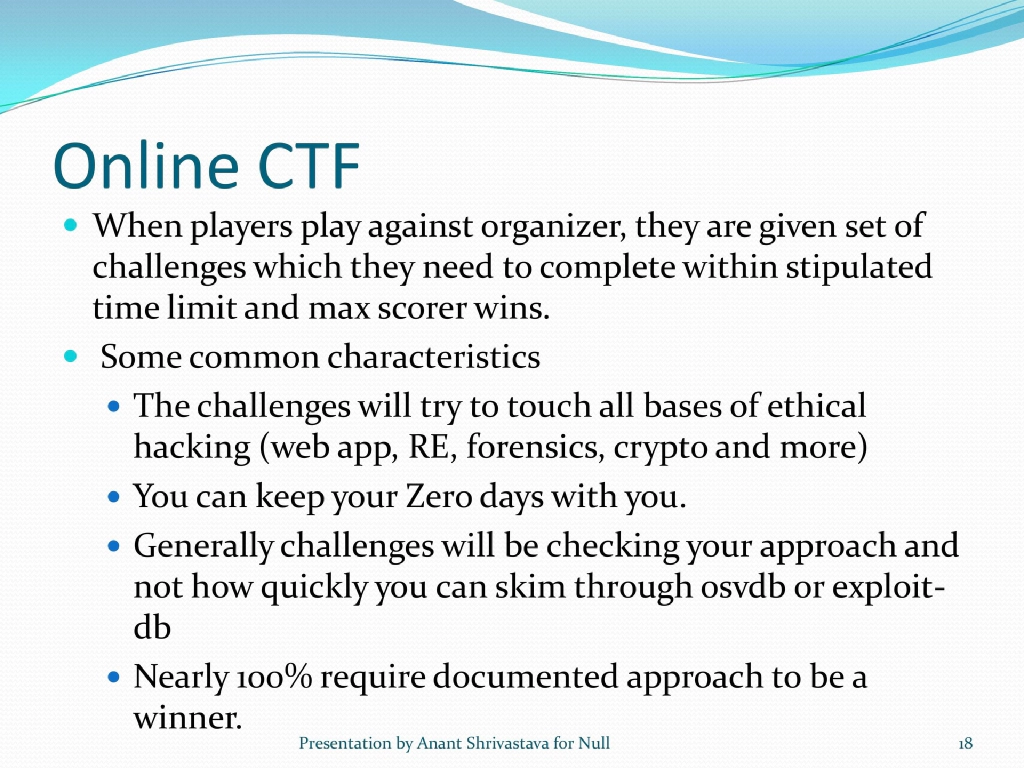 Slide 18 of How to Setup A Pen Test Lab & How to Play CTF